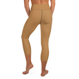 YAKWARY Brown Yoga Capri Leggings With Pocket