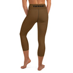 YAKWARY Brown Yoga Capri Leggings With Pocket