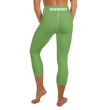 YAKWARY Green Yoga Capri Leggings With Pocket