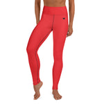 YAKWARY Red Yoga Leggings Without Pocket