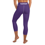 YAKWARY Purple Yoga Capri Leggings With Pocket