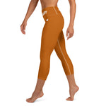 YAKWARY Brown Yoga Capri Leggings With Pocket