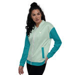 YAKWARY Women Turquoise Bomber Jacket