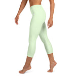 YAKWARY Green Yoga Capri Leggings Without Pocket