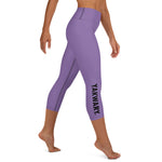 YAKWARY Purple Yoga Capri Leggings With Pocket