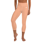 YAKWARY Orange Yoga Capri Leggings With Pocket