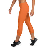 YAKWARY Women Orange Capri Leggings