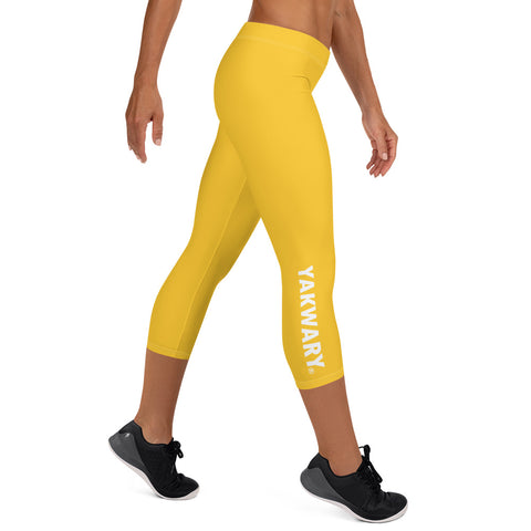 YAKWARY Women Yellow Capri Leggings