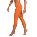 YAKWARY Orange Yoga Capri Leggings Without Pocket