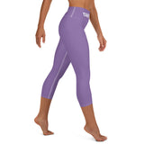 YAKWARY Purple Yoga Capri Leggings With Pocket