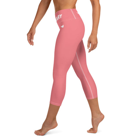 YAKWARY Pink Yoga Capri Leggings With Pocket