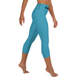 YAKWARY Blue Yoga Capri Leggings Without Pocket