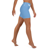 YAKWARY Women Blue Yoga Shorts With Pocket