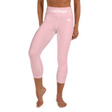 YAKWARY Pink Yoga Capri Leggings Without Pocket