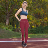 YAKWARY Red Yoga Leggings With Pocket