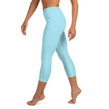 YAKWARY Blue Yoga Capri Leggings Without Pocket