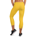 YAKWARY Women Yellow Capri Leggings