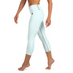 YAKWARY Blue Yoga Capri Leggings With Pocket