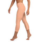 YAKWARY Orange Yoga Capri Leggings Without Pocket