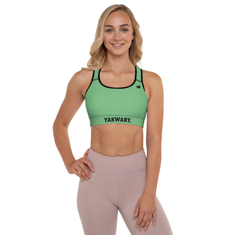 YAKWARY Women Green Padded Sports Bra