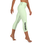 YAKWARY Green Yoga Capri Leggings With Pocket