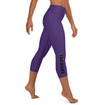 YAKWARY Purple Yoga Capri Leggings With Pocket