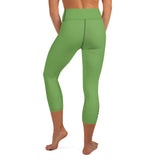 YAKWARY Green Yoga Capri Leggings Without Pocket