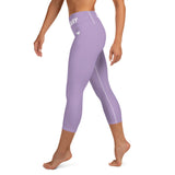 YAKWARY Purple Yoga Capri Leggings With Pocket