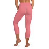 YAKWARY Pink Yoga Capri Leggings Without Pocket