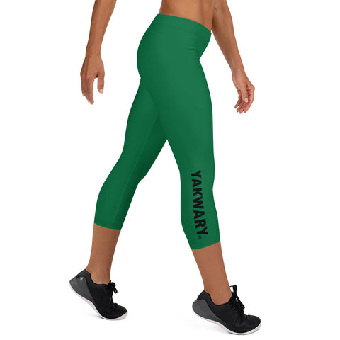 YAKWARY Women Green Capri Leggings