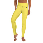 YAKWARY Yellow Yoga Leggings With Pocket