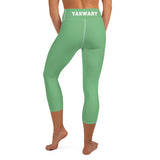 YAKWARY Green Yoga Capri Leggings With Pocket