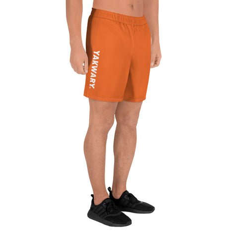 YAKWARY Men Sports Long Orange Shorts