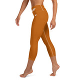 YAKWARY Brown Yoga Capri Leggings Without Pocket