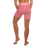 YAKWARY Women Pink Yoga Shorts With Pocket