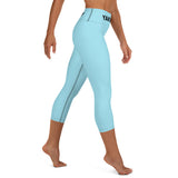 YAKWARY Blue Yoga Capri Leggings Without Pocket