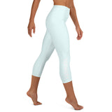 YAKWARY Blue Yoga Capri Leggings Without Pocket