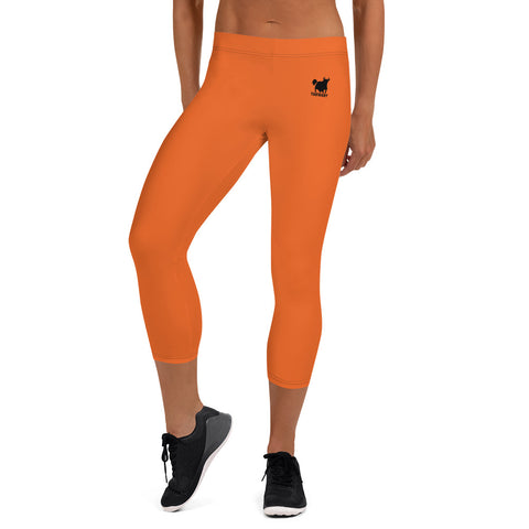 YAKWARY Women Orange Capri Leggings