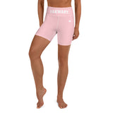 YAKWARY Women Pink Yoga Shorts With Pocket