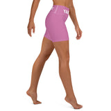 YAKWARY Women Pink Yoga Shorts With Pocket