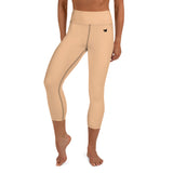 YAKWARY Brown Yoga Capri Leggings Without Pocket