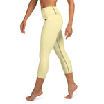 YAKWARY Yellow Yoga Capri Leggings With Pocket