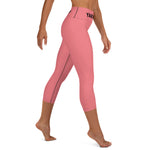 YAKWARY Pink Yoga Capri Leggings With Pocket