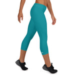 YAKWARY Women Turquoise Capri Leggings