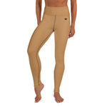 YAKWARY Brown Yoga Leggings With Pocket