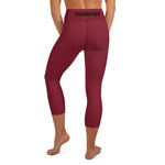 YAKWARY Red Yoga Capri Leggings Without Pocket