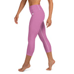 YAKWARY Pink Yoga Capri Leggings With Pocket