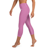 YAKWARY Pink Yoga Capri Leggings With Pocket