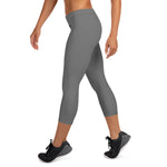 YAKWARY Women Gray Capri Leggings