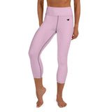 YAKWARY Pink Yoga Capri Leggings With Pocket